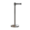 Montour Line Retractable Belt Barrier Stanchion, 2" Sat.Steel Post  11' Wait..Belt M530-SS-PLEAWBW-110